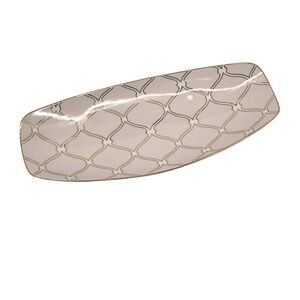 Rosanna Trellis Pale Pink Gold Printed Rectangle Footed Tray In Gift Box